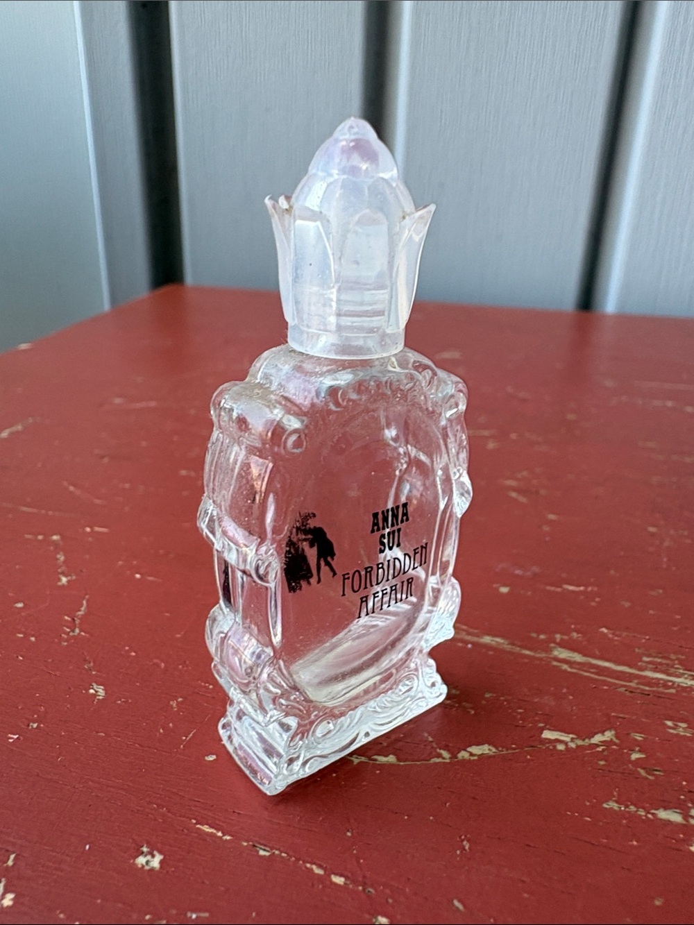 Anna Sui Empty Forbidden Affair Sample Clear Sculpted Glass Decorative Bottle